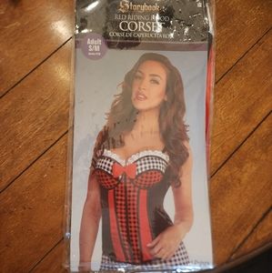 Storybook Red Riding Hood Corset Costume S/M, Black/Red Halloween Cosplay New